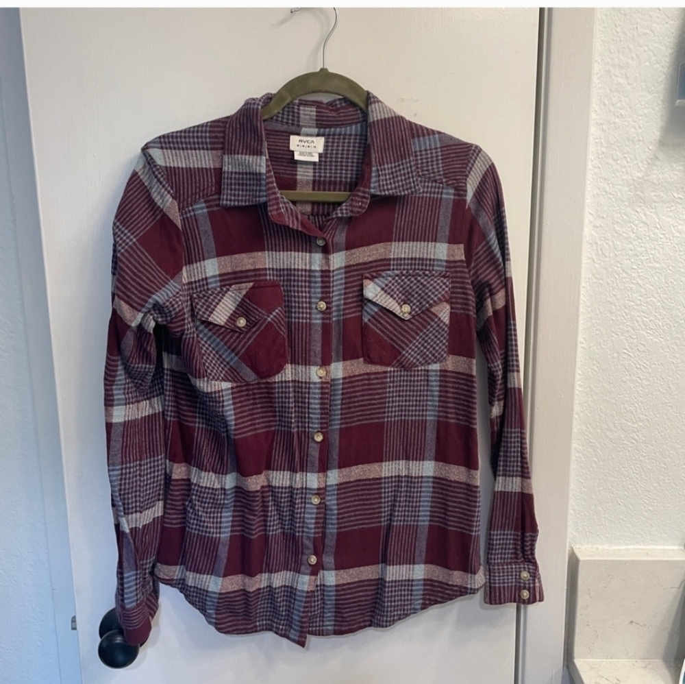 RVCA Women’s Flannel Plaid Button-Down Size M